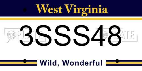 3SSS48 West Virginia License Plate