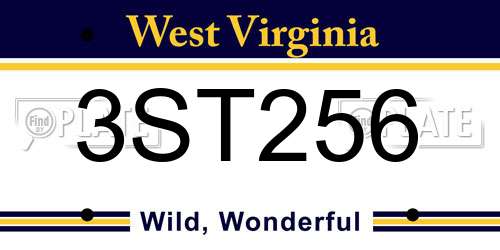 3ST256 West Virginia License Plate