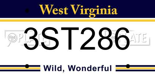 3ST286 West Virginia License Plate