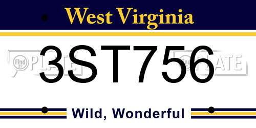 3ST756 West Virginia License Plate