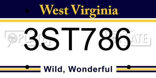 3ST786 West Virginia License Plate