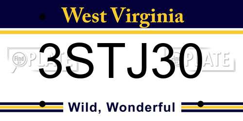 3STJ30 West Virginia License Plate