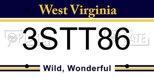 3STT86 West Virginia License Plate