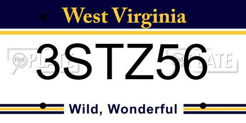 3STZ56 West Virginia License Plate