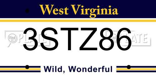 3STZ86 West Virginia License Plate