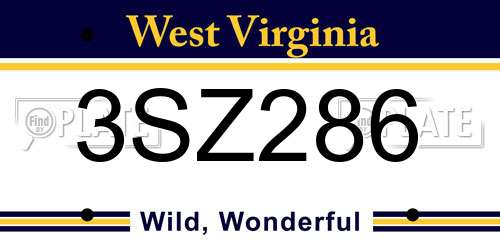 3SZ286 West Virginia License Plate