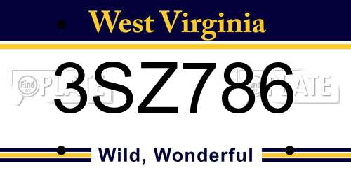 3SZ786 West Virginia License Plate