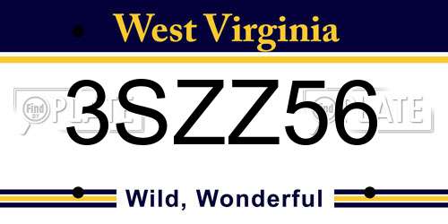 3SZZ56 West Virginia License Plate