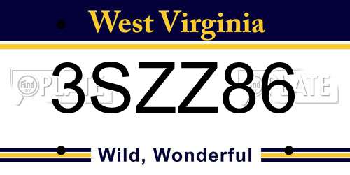 3SZZ86 West Virginia License Plate