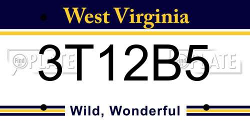 3T12B5 West Virginia License Plate