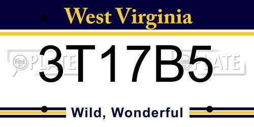 3T17B5 West Virginia License Plate