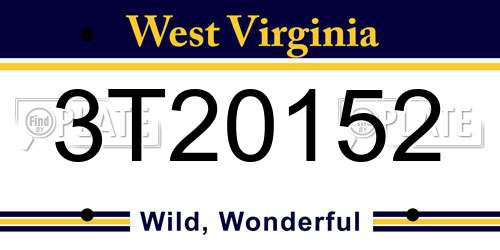 3T20152 West Virginia License Plate