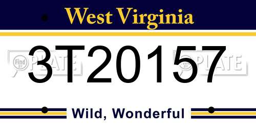 3T20157 West Virginia License Plate