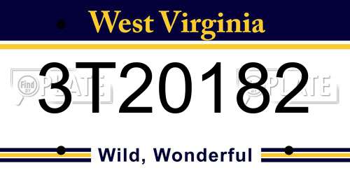 3T20182 West Virginia License Plate
