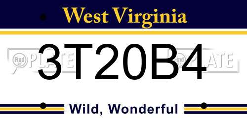 3T20B4 West Virginia License Plate