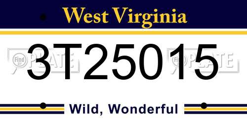 3T25015 West Virginia License Plate