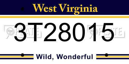 3T28015 West Virginia License Plate