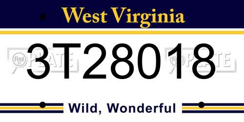 3T28018 West Virginia License Plate
