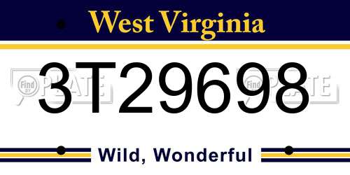 3T29698 West Virginia License Plate