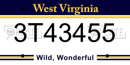 3T43455 West Virginia License Plate