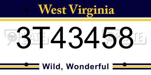 3T43458 West Virginia License Plate