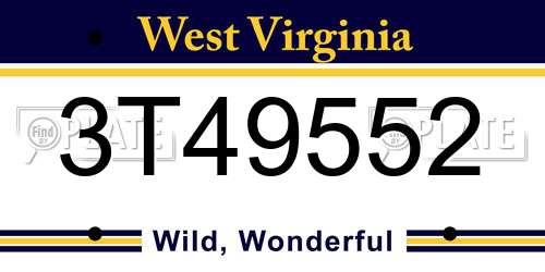 3T49552 West Virginia License Plate