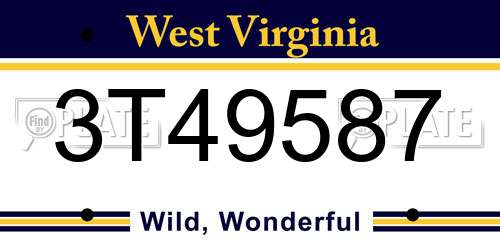 3T49587 West Virginia License Plate