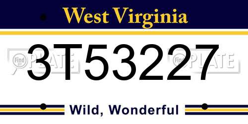 3T53227 West Virginia License Plate