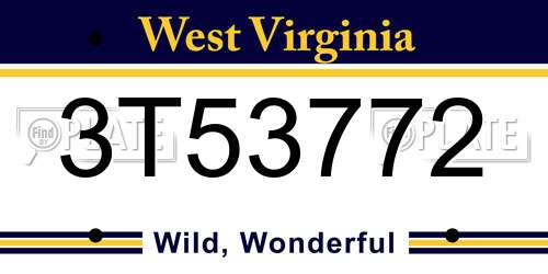 3T53772 West Virginia License Plate