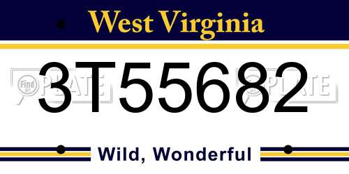 3T55682 West Virginia License Plate