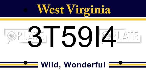 3T59I4 West Virginia License Plate