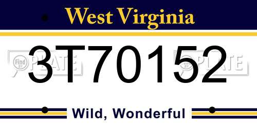 3T70152 West Virginia License Plate