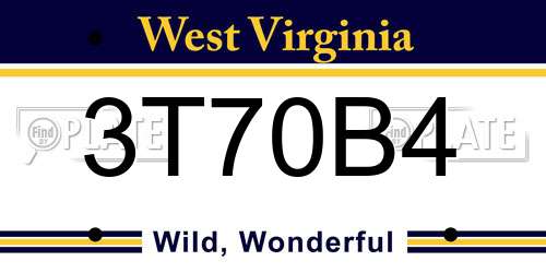3T70B4 West Virginia License Plate