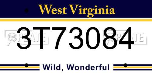 3T73084 West Virginia License Plate