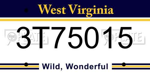 3T75015 West Virginia License Plate