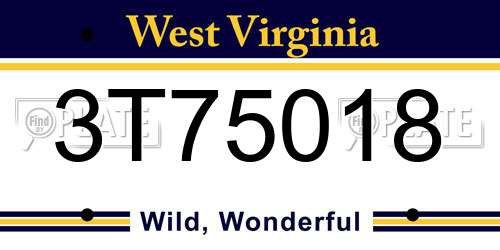 3T75018 West Virginia License Plate