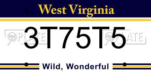 3T75T5 West Virginia License Plate