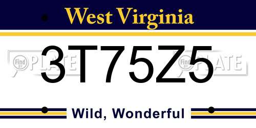 3T75Z5 West Virginia License Plate