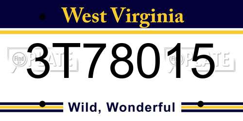 3T78015 West Virginia License Plate