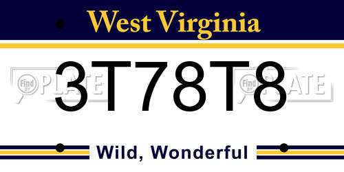3T78T8 West Virginia License Plate