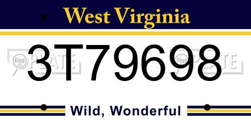3T79698 West Virginia License Plate