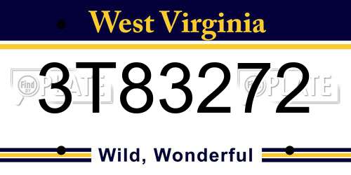 3T83272 West Virginia License Plate