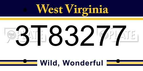 3T83277 West Virginia License Plate