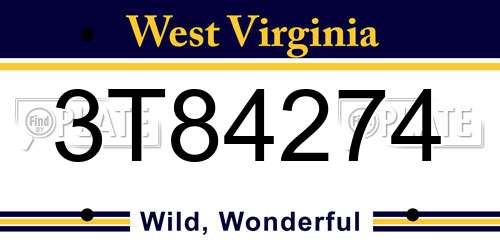 3T84274 West Virginia License Plate