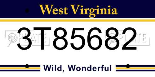 3T85682 West Virginia License Plate