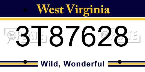 3T87628 West Virginia License Plate