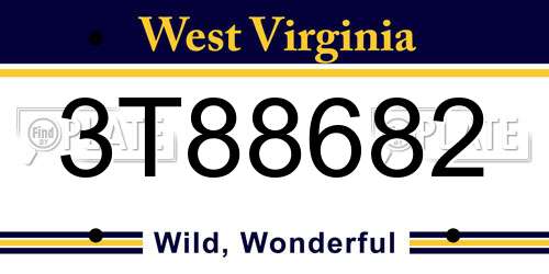 3T88682 West Virginia License Plate