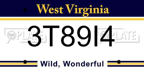 3T89I4 West Virginia License Plate