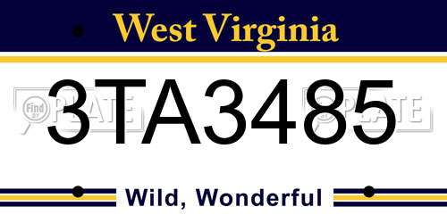 3TA3485 West Virginia License Plate