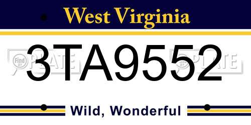 3TA9552 West Virginia License Plate